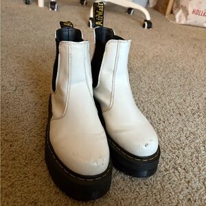 White Doc Martin Platform Chelsea Boot